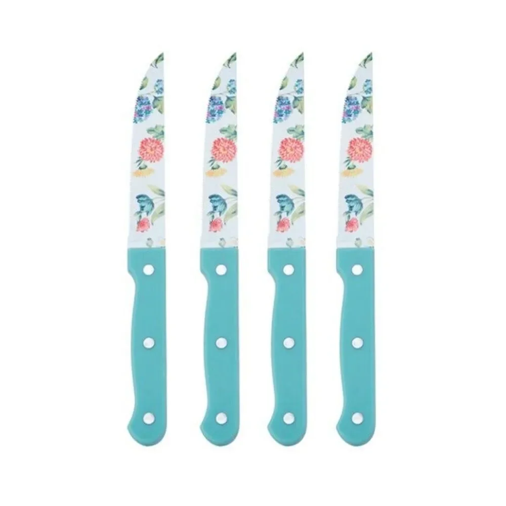 Pioneer Woman Steak Knife Set Blooming Bouquet 4 Piece Set Floral New